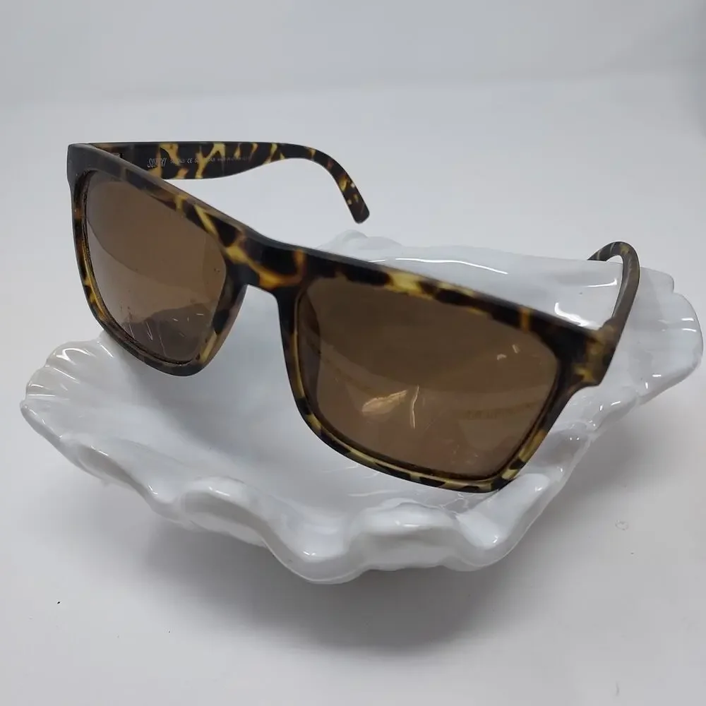 Sunski Sunglasses Taravals Sun Tv Tam Polarized Mottled Square Brown Frame Lens
